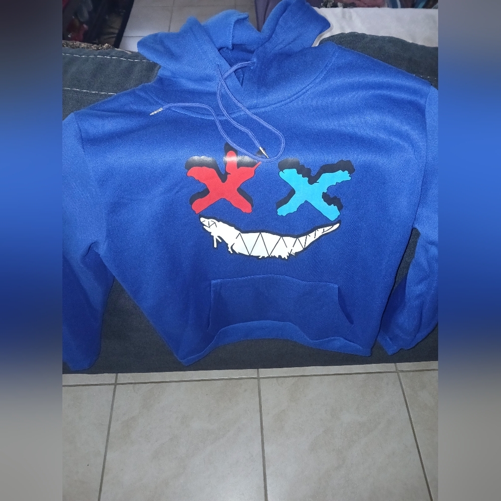Blue Hoodie with Graphic Design